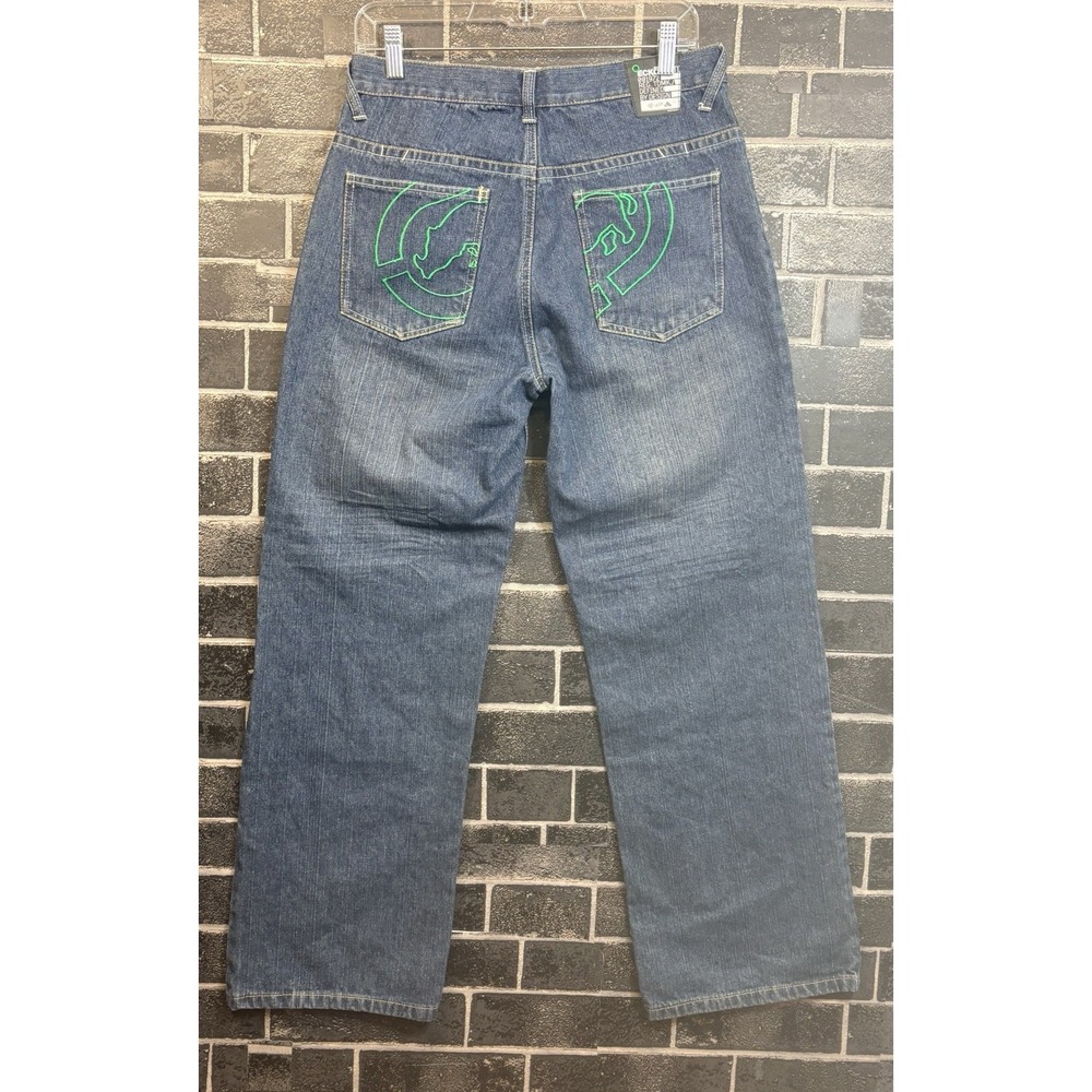 VINTAGE Y2K ECKO UNLIMITED BASIC EMBROIDERED BAGGY JEANS  Size 18 NWT